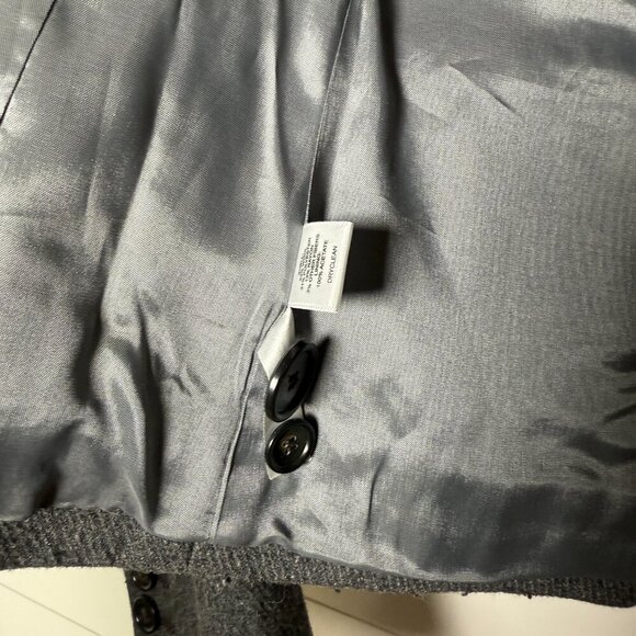 Ann Taylor Loft Crop Suit Jacket Womens Sz 2 Ruffle Gray Wool Blend - Picture 6 of 13